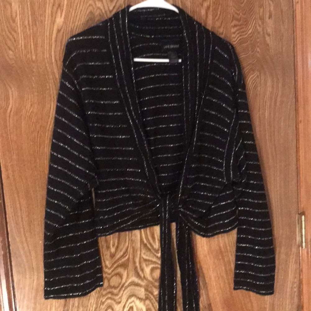 Lane Bryant black silver knit dressy shrug sweater